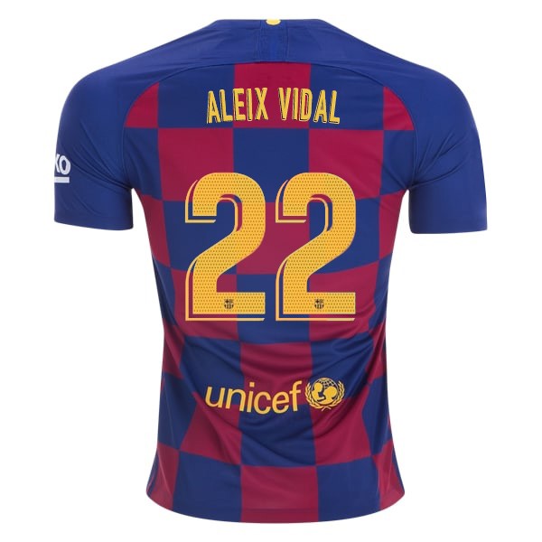 Trikot Barcelona NO.22 Aleix Vidal Heim 2019-20 Blau Rote Fussballtrikots Günstig